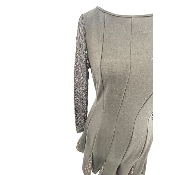 Catherine Malandrino Dress Size 6 Black Lace Panel Fit & Flare Long Sleeve - Picture 11 of 11